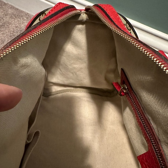 Gucci Boston bag brown monogram with red leather - Picture 13 of 16